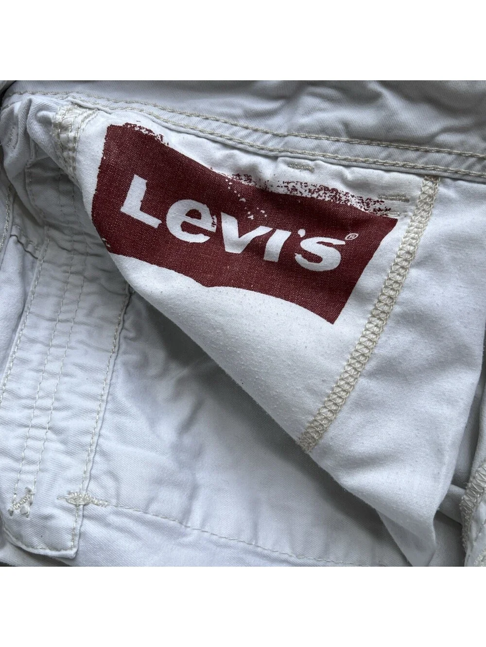 Levis Mens 36x10 Cargo Shorts Cotton Twill Light Khaki Utility Grunge Y2K